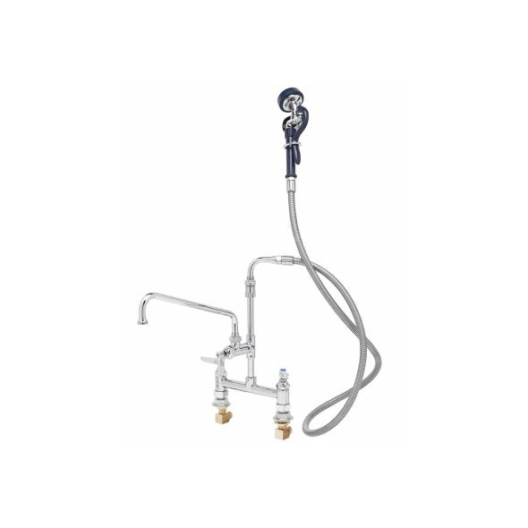 T&S 8" Deck Mount Faucet, 5" Riser, Hose, Sprayer-Pet's Choice Supply