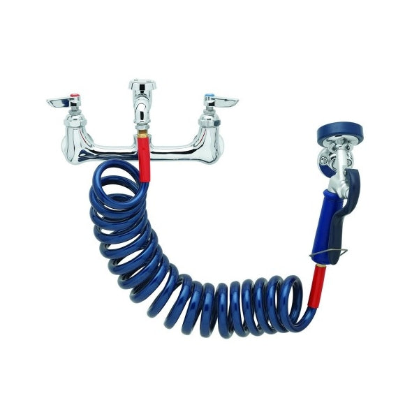 T&S 8" Wall Mount Lightweight Faucet w/Coiled Hose-Pet's Choice Supply