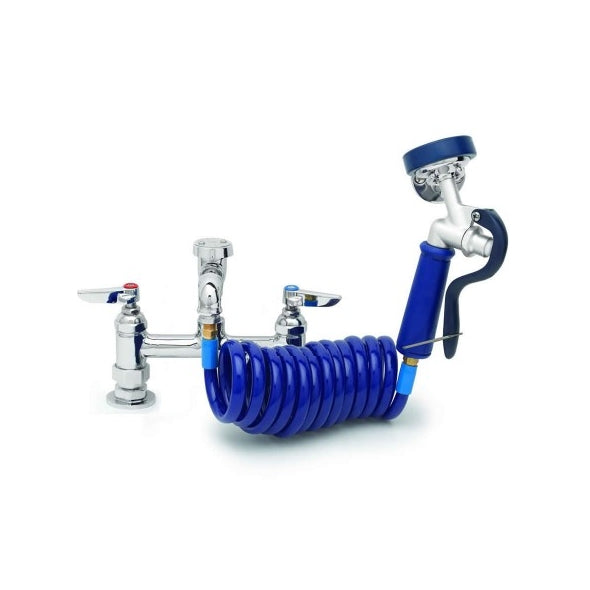 T&S 8" Deck Mount Faucet, Coiled Hose-Pet's Choice Supply