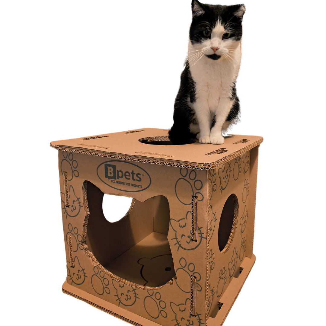 Corrugated Cardboard Cat Play Center, Scratching Box, Indoor Cat House, Cardboard Cat Condo, Cat Climber, Kitten Toy Box, Easy Assembly, Lightweight, Eco-Friendly Cat Furniture