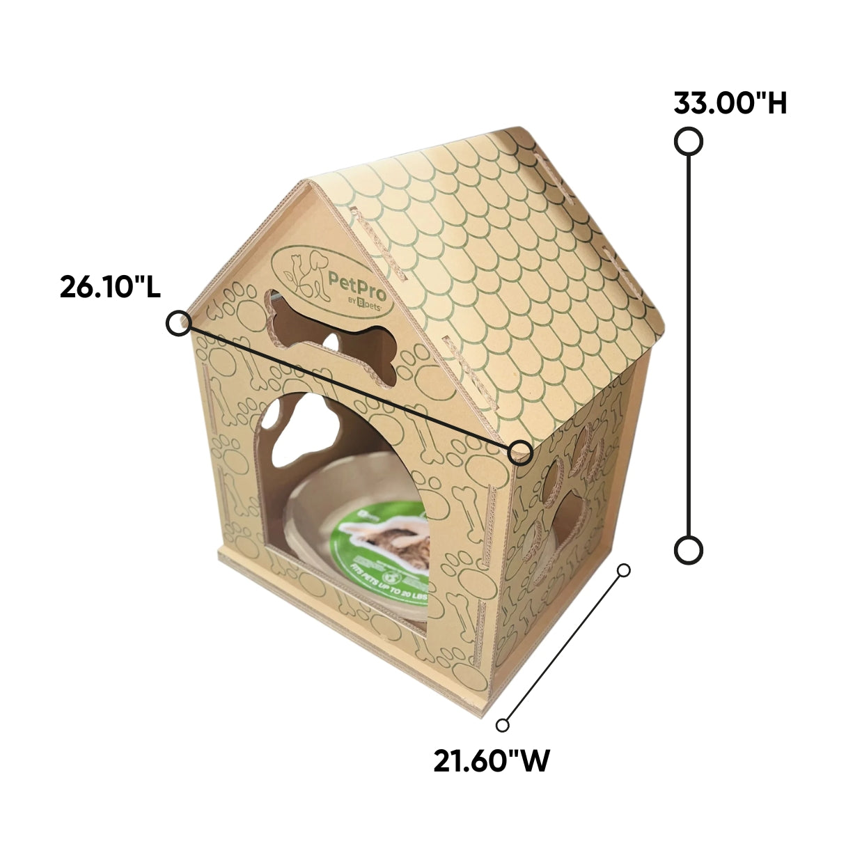 Cardboard Large Dog House,Dog House Indoor, Modern Crate Alternative, Sustainable Shelter for Large Dogs, Easy Assembly Dog House (No Plush Bed Included).