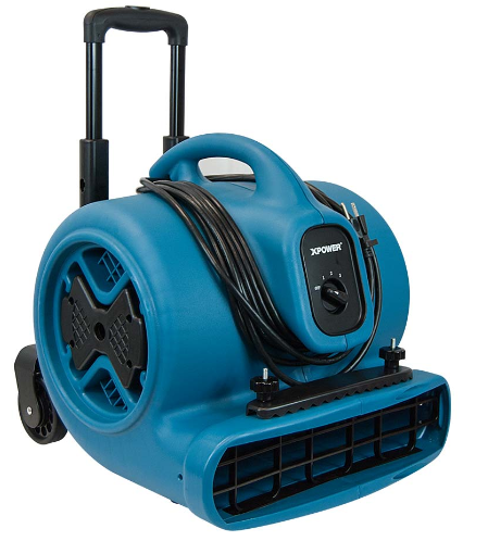 XPOWER P-630HC 1/2 HP Air Mover w/ Telescopic Handle & Wheels & Carpet Clamp