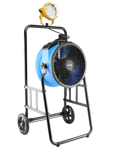 XPOWER FA-300K6 warehouse/dock cooling fan kit, L-30 LED spotlight, and 300T mobile trolley