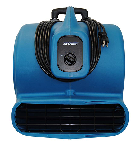 XPOWER P-830H 1 HP Air Mover with Telescopic Handle and Wheels