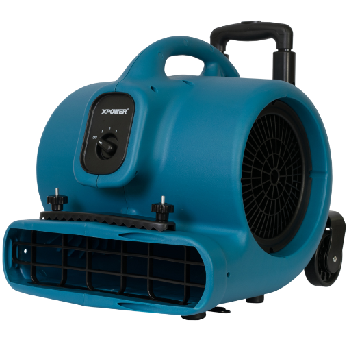 XPOWER P-630HC 1/2 HP Air Mover w/ Telescopic Handle & Wheels & Carpet Clamp