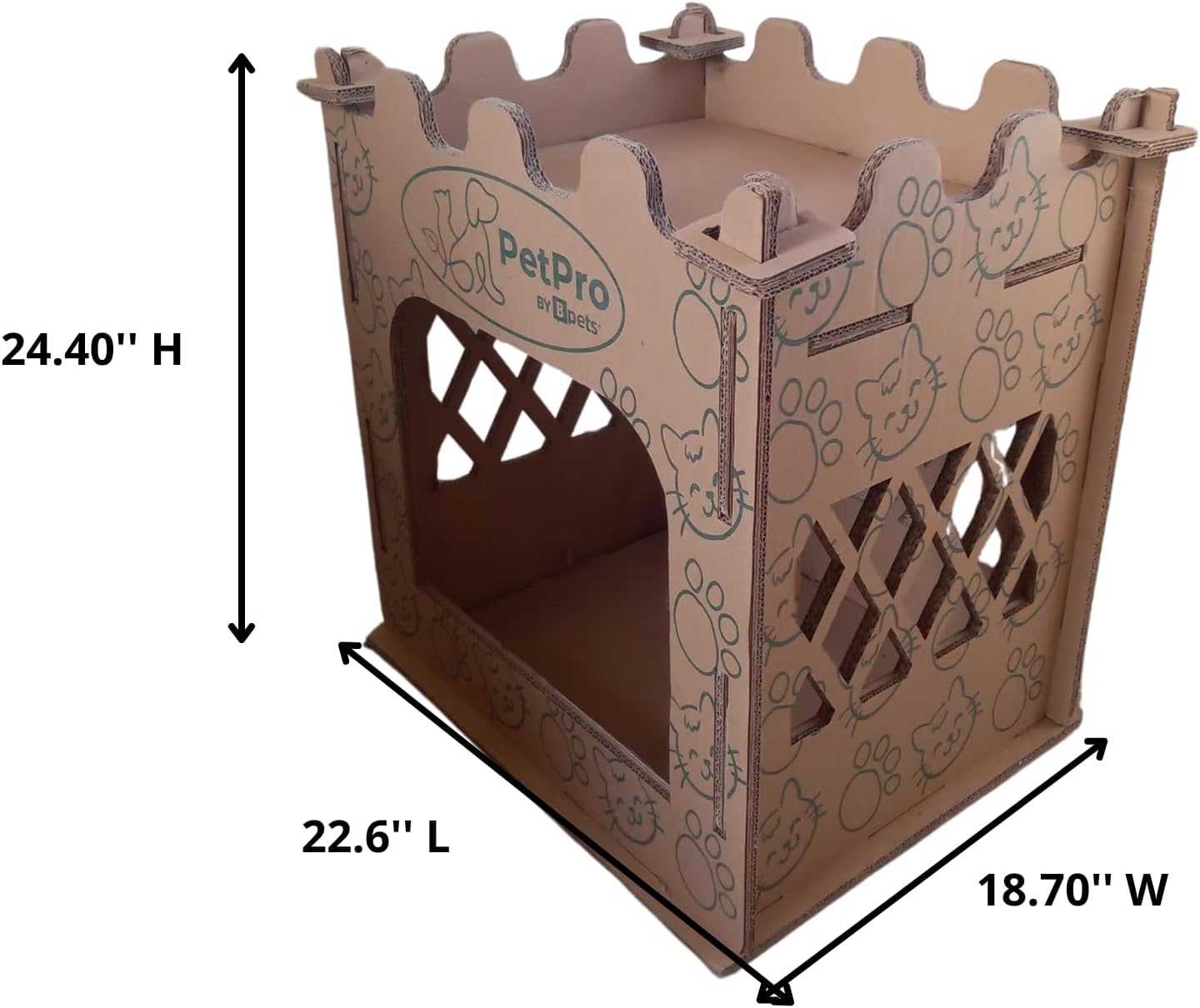 Cat Castle House for Indoor Cats, Premium Corrugated Cardboard Cat Houses, Double-Layer Scratcher Houses, Eco-Friendly Cat Litter House.