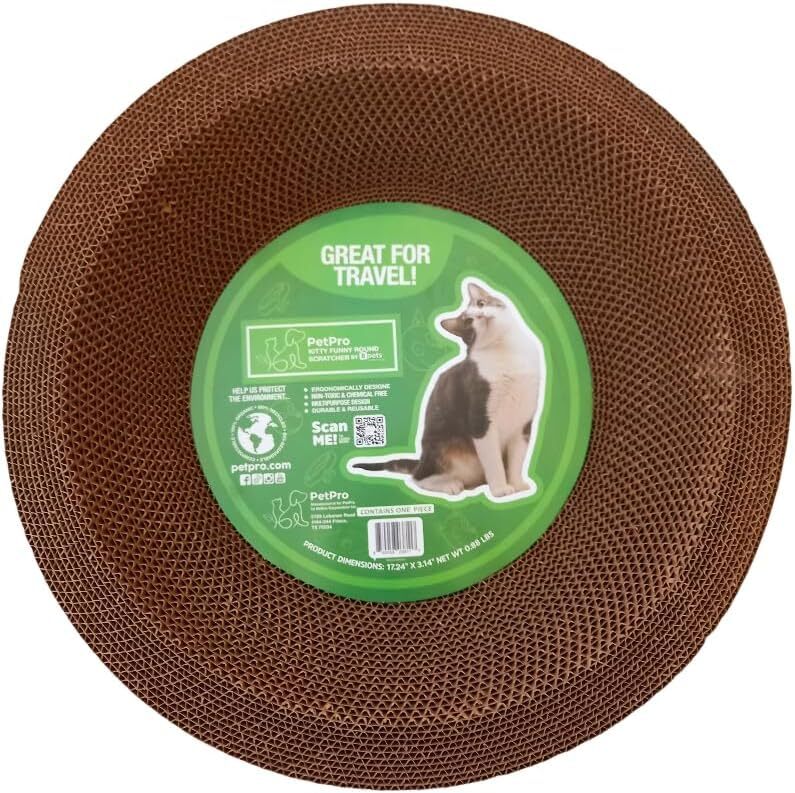 Round Cat Scratcher – Sturdy, Natural Cardboard, Safe for Claws, Protects Furniture, Supports Active Play and Long naps.