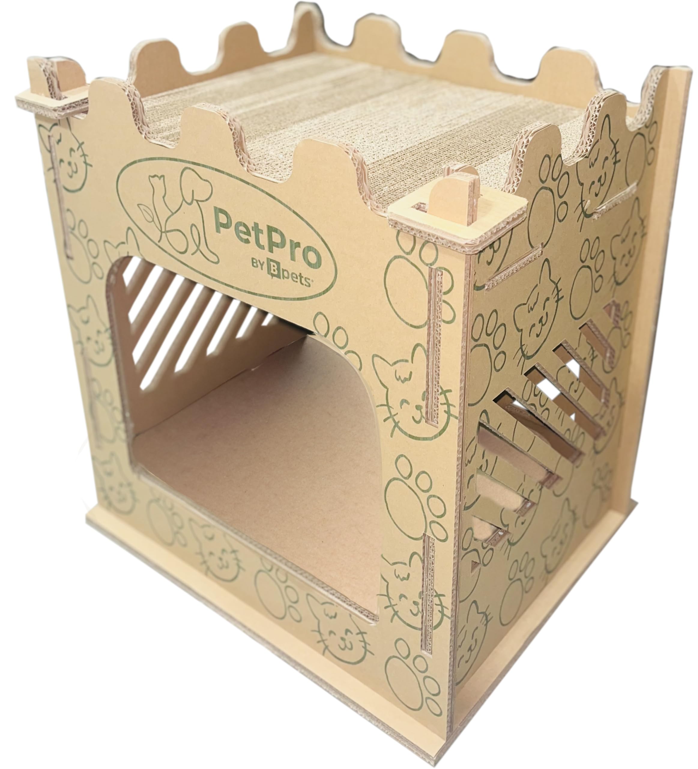 Cat Castle House for Indoor Cats, Premium Corrugated Cardboard Cat Houses, Double-Layer Scratcher Houses, Eco-Friendly Cat Litter House.