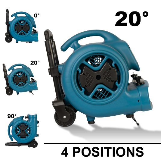 XPOWER P-630HC 1/2 HP Air Mover w/ Telescopic Handle & Wheels & Carpet Clamp