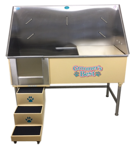 Groomer's Best Stainless Steel Elite Dog Grooming Bath Tub w/ Steps