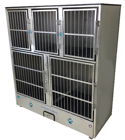 Groomer's Best Stainless Steel Multiple Unit Cage Bank - 5 Units