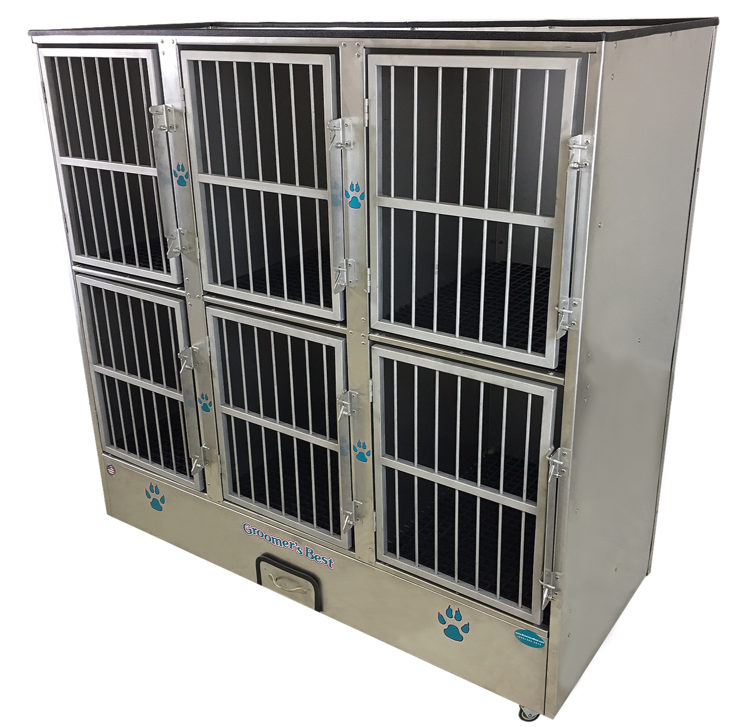 Groomer's Best Stainless Steel Multiple Unit Cage Bank - 6 Units