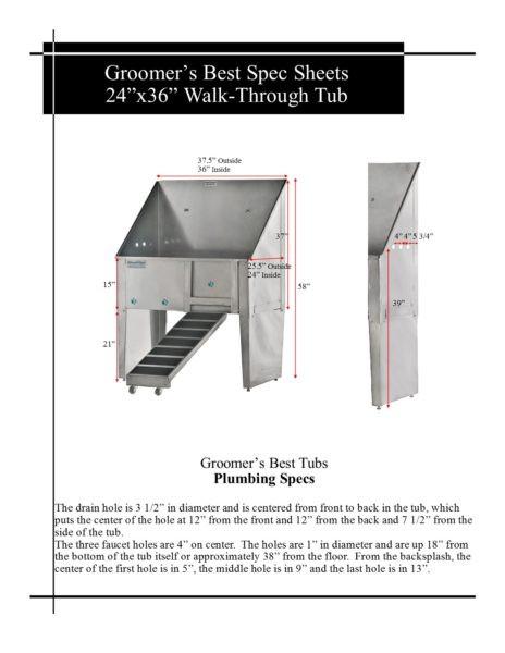 Groomer's Best Stainless Steel Walk-Through Grooming Bath Tub