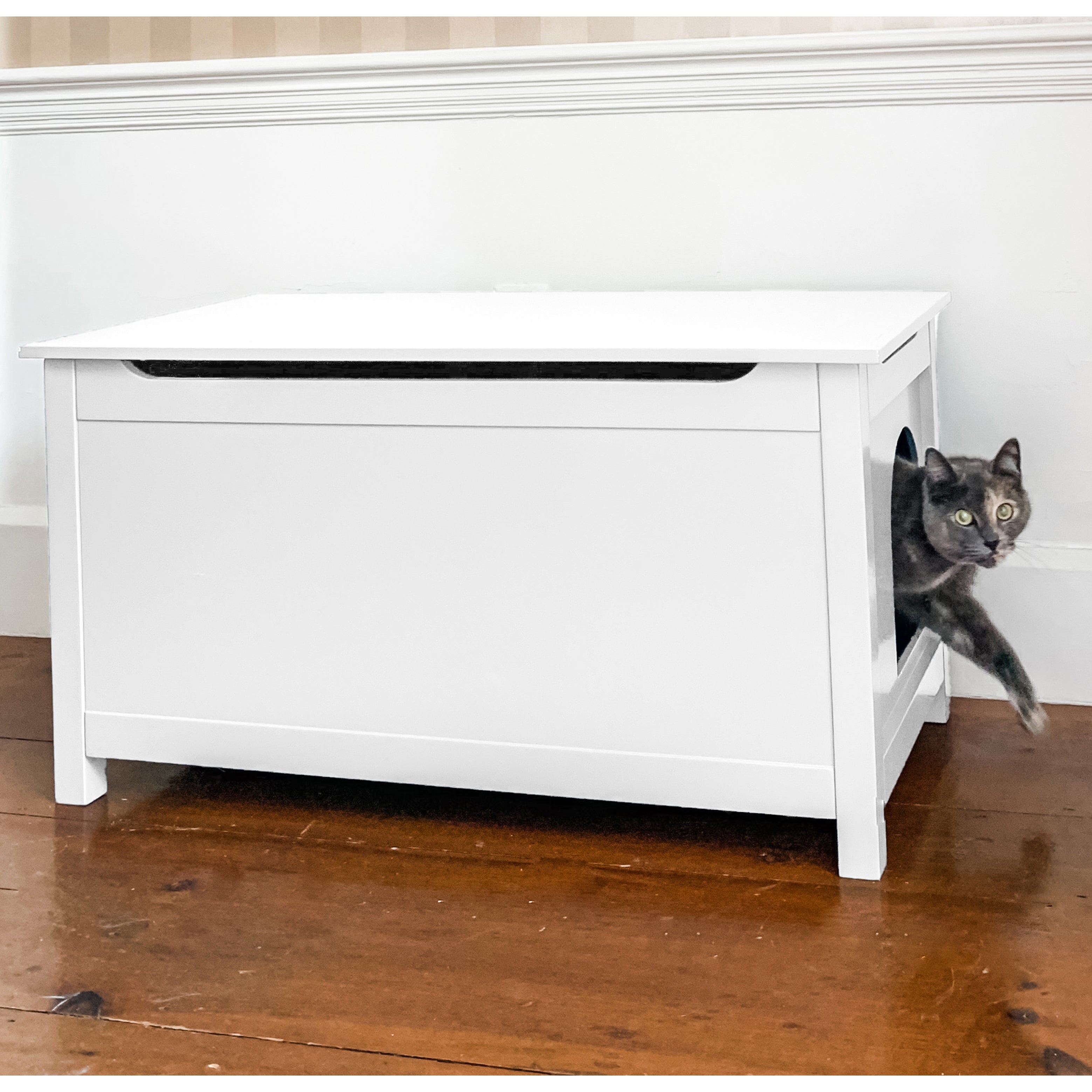 Designer Pet Products Parker Catbox Litter Box Enclosure in White