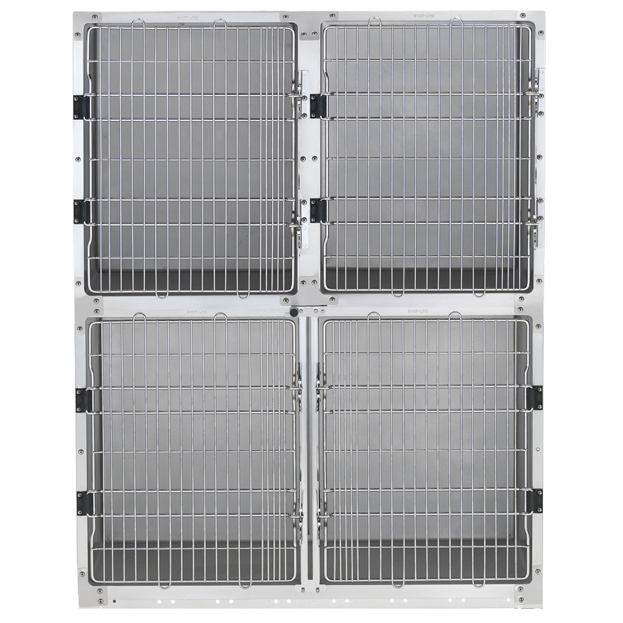 Shor-Line 4' Cage Assembly, Stainless Steel - Option B-Grooming Cage Bank-Pet's Choice Supply