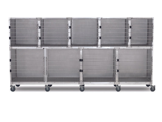Shor-Line 12' Cage Assembly, Stainless Steel - Option A-Grooming Cage Bank-Pet's Choice Supply