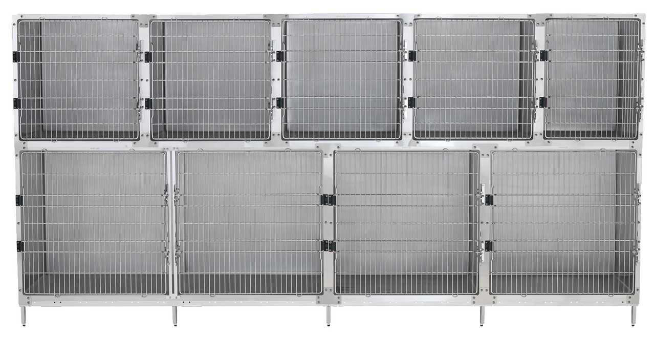 Shor-Line 12' Cage Assembly, Stainless Steel - Option A-Grooming Cage Bank-Pet's Choice Supply