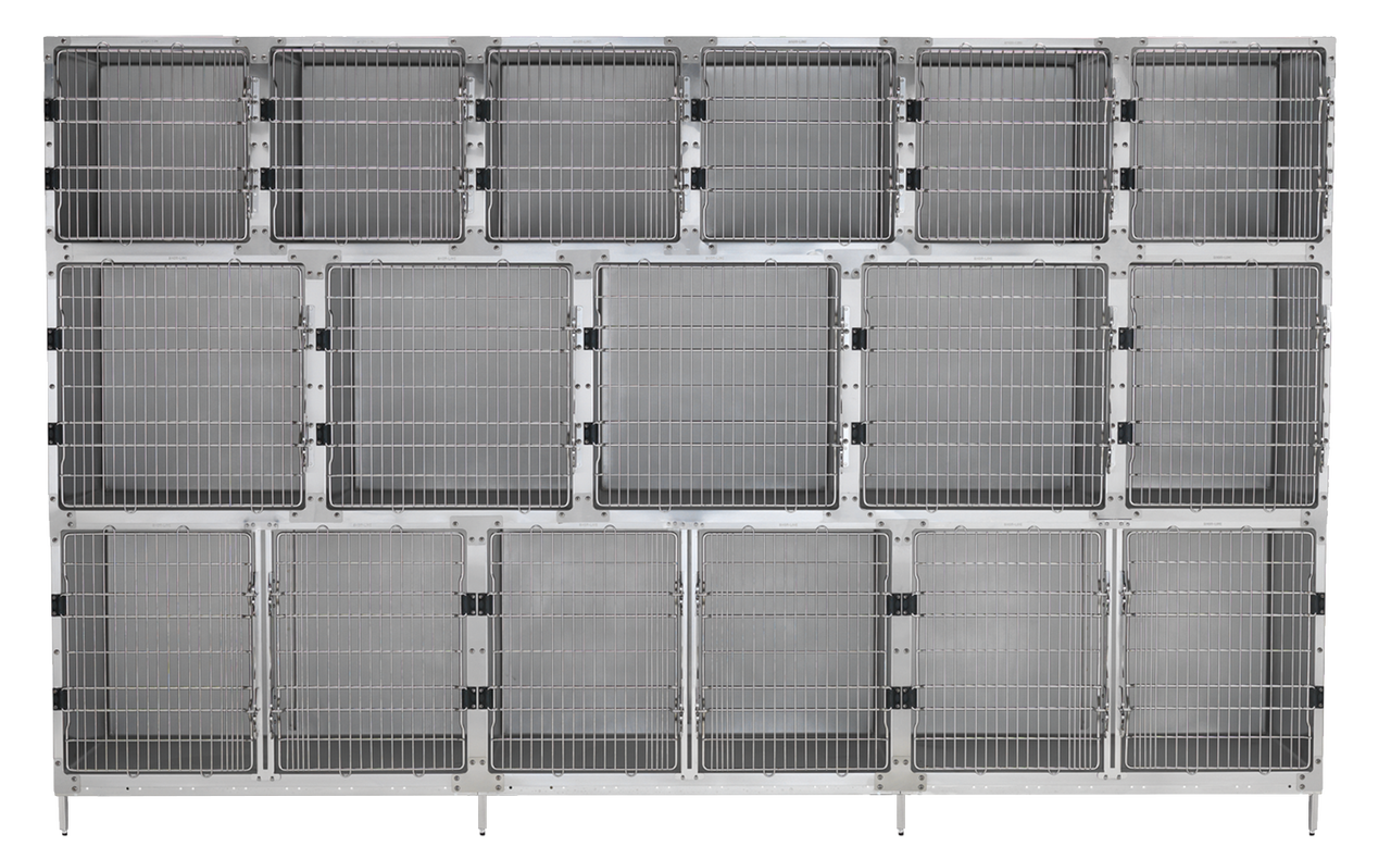 Shor-Line 12' Cage Assembly. Stainless Steel - Option B-Grooming Cage Bank-Pet's Choice Supply