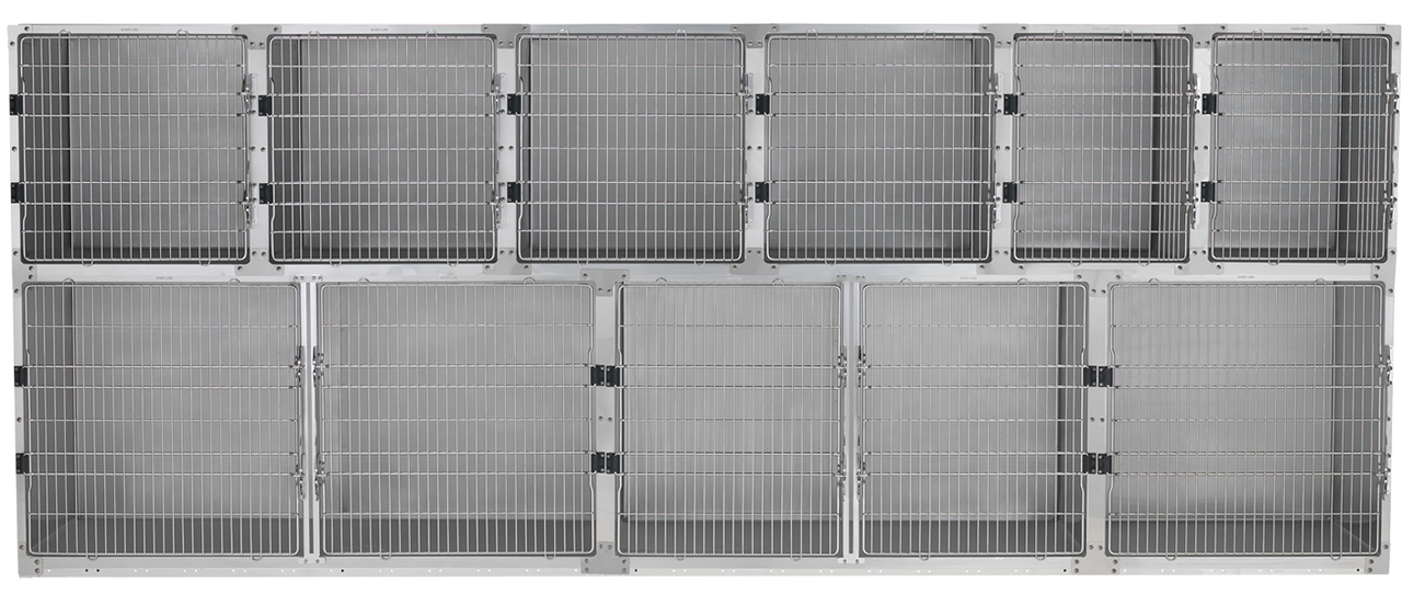 Shor-Line 14' Cage Assembly, Stainless Steel - Option A-Grooming Cage Bank-Pet's Choice Supply