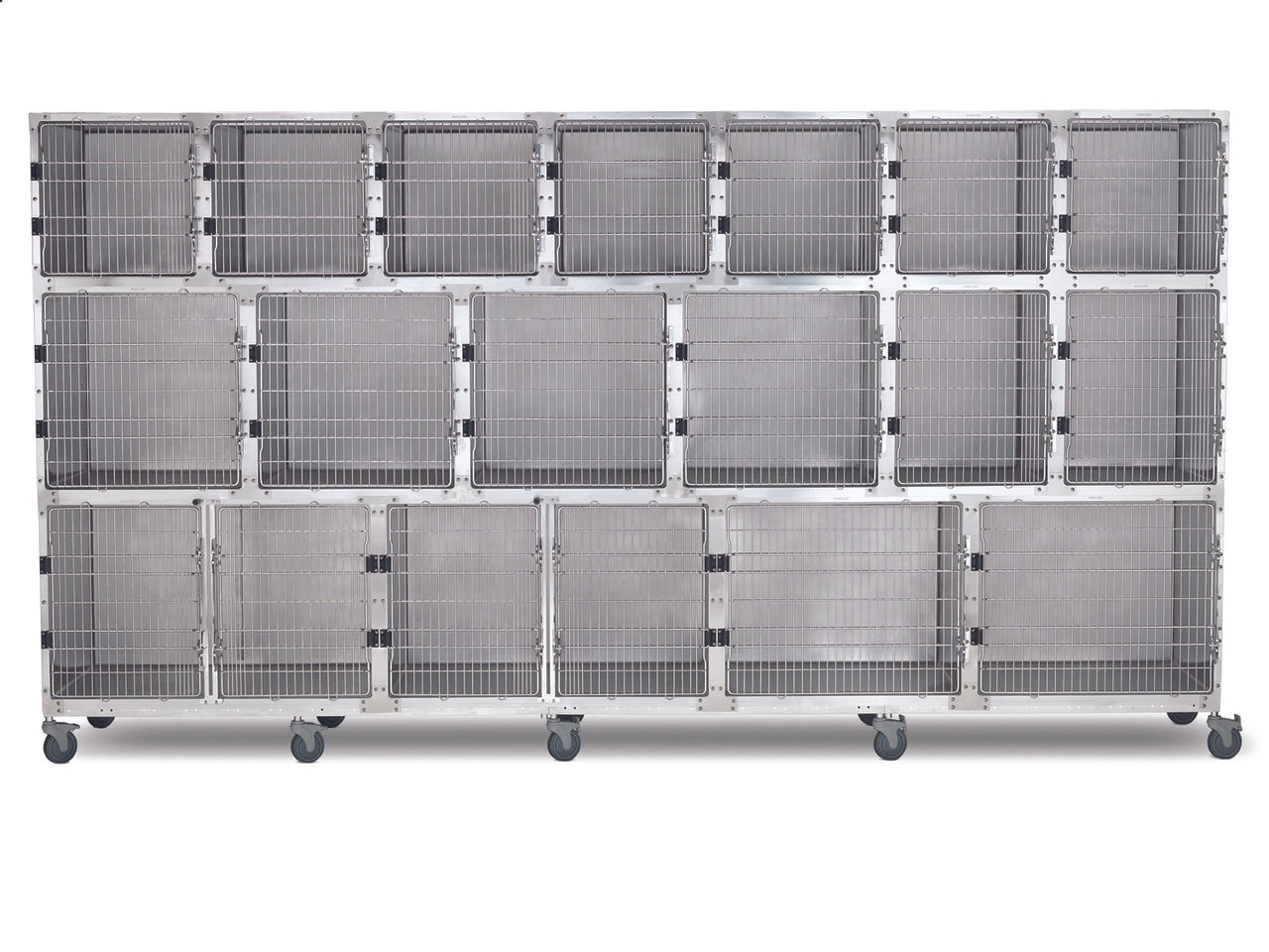 Shor-Line 14' Cage Assembly, Stainless Steel - Option B-Grooming Cage Bank-Pet's Choice Supply