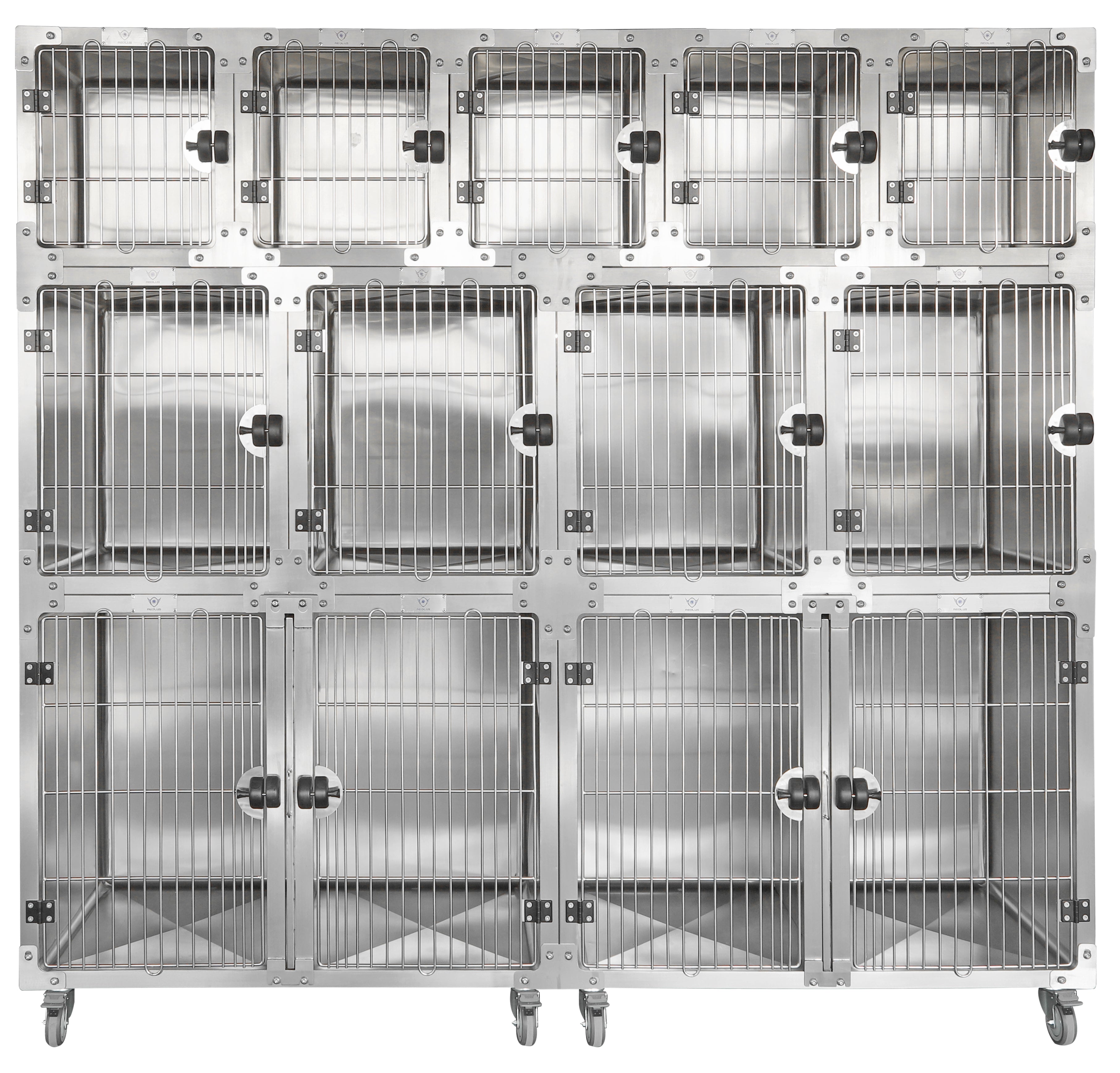 Aeolus Seamless Stainless Steel Cage Bank With Noise Dampening Technology-Cage Banks-Pet's Choice Supply