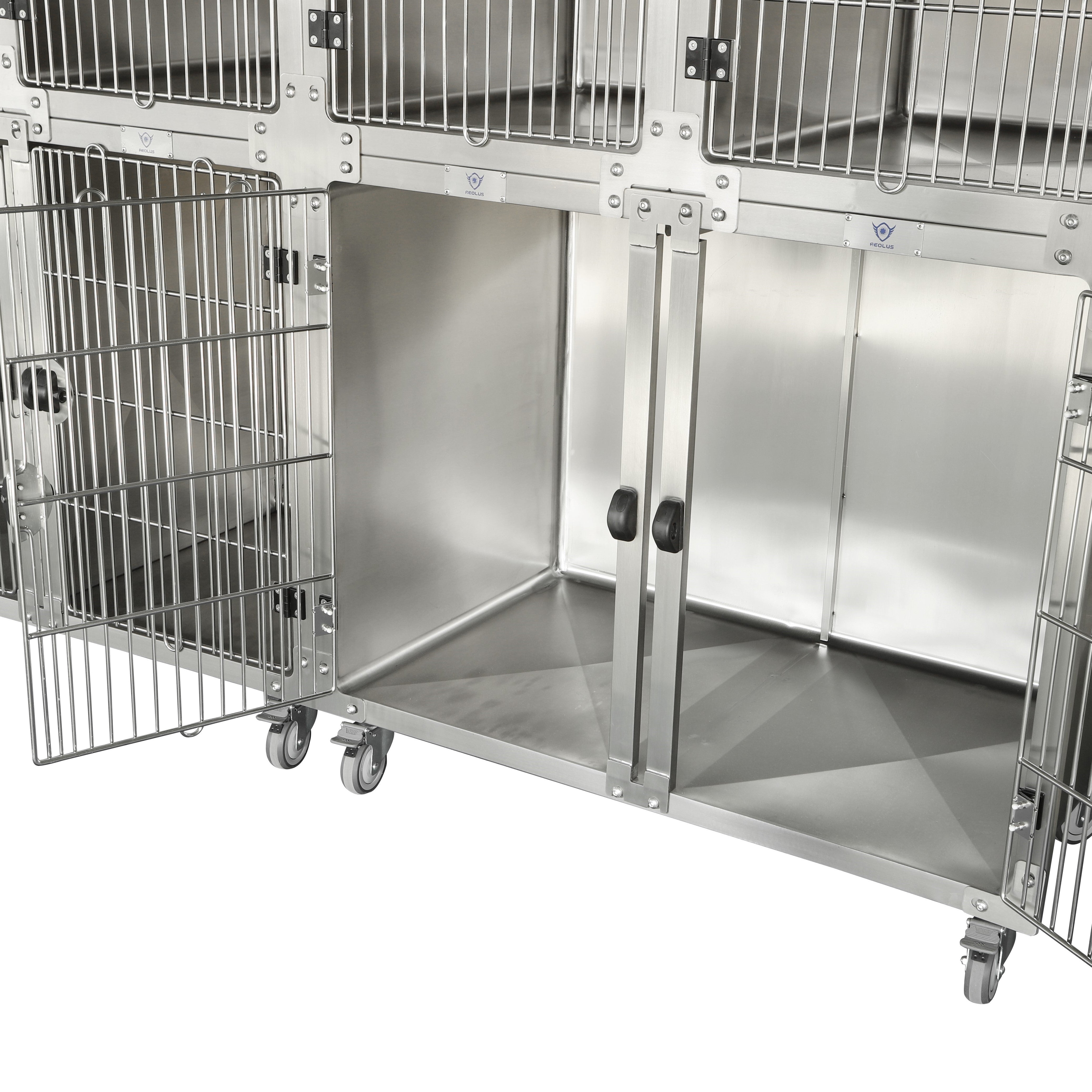 Aeolus Seamless Stainless Steel Cage Bank With Noise Dampening Technology-Cage Banks-Pet's Choice Supply