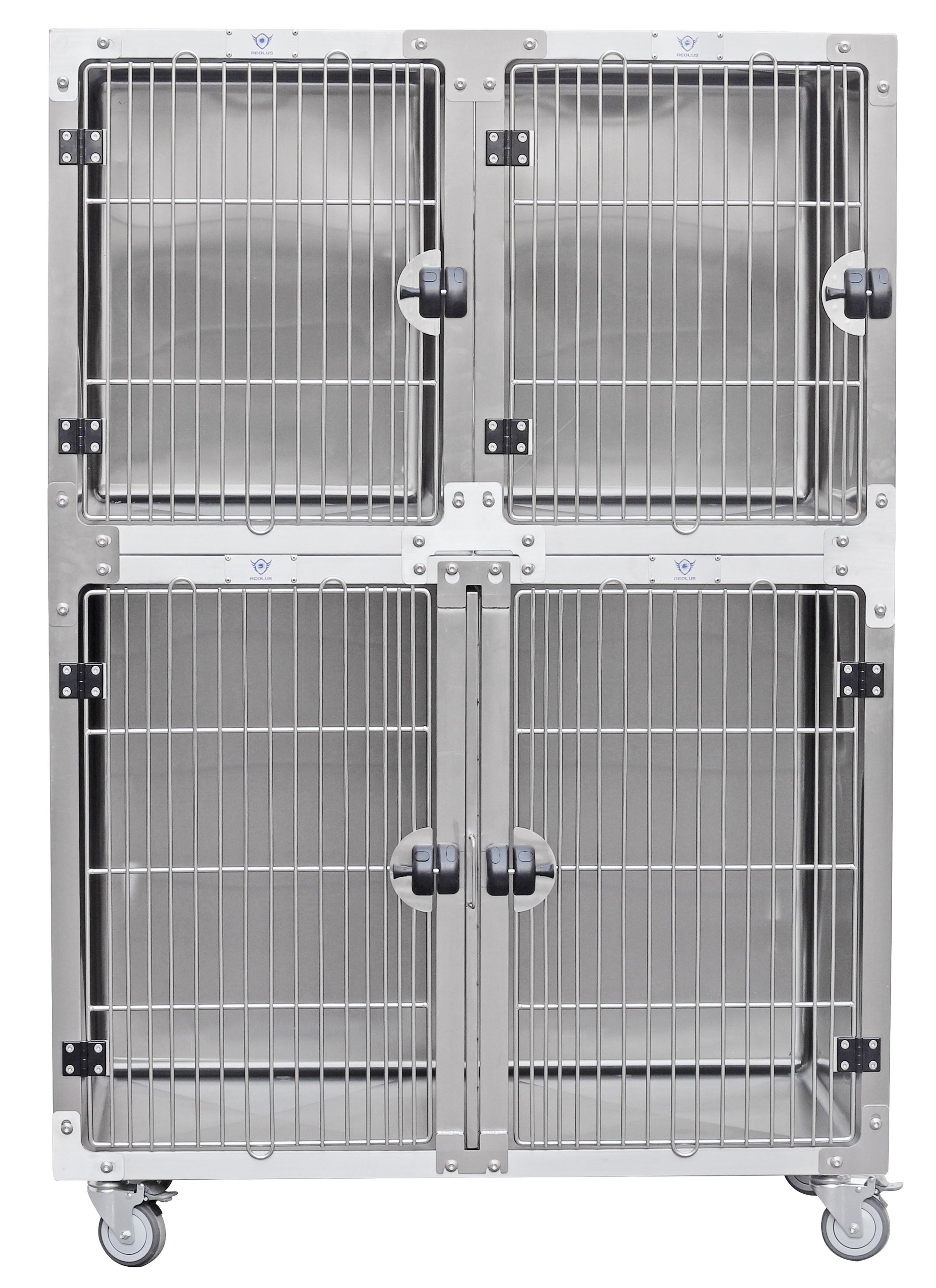 Aeolus Seamless Stainless Steel Cage Bank With Noise Dampening Technology-Cage Banks-Pet's Choice Supply