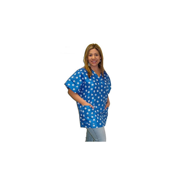 ZZStylist Wear Blue Paws V-Neck Shirt, Medium-Pet's Choice Supply