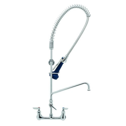 T&S 8" Wall Mount Easy Install Spring Action Faucet, 12" Swing Nozzle-Pet's Choice Supply
