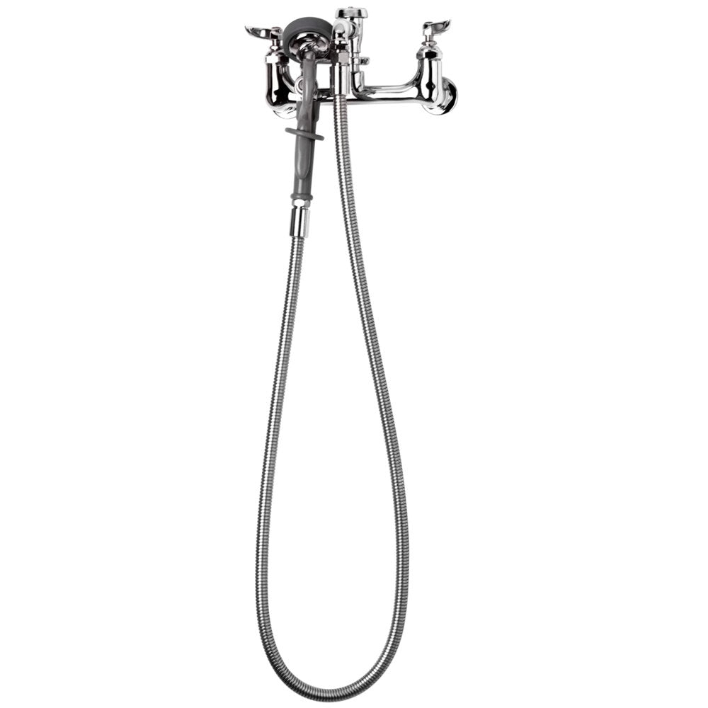 T&S 8" Wall Mount Faucet, 68" Hose, Sprayer Nozzle-Pet's Choice Supply