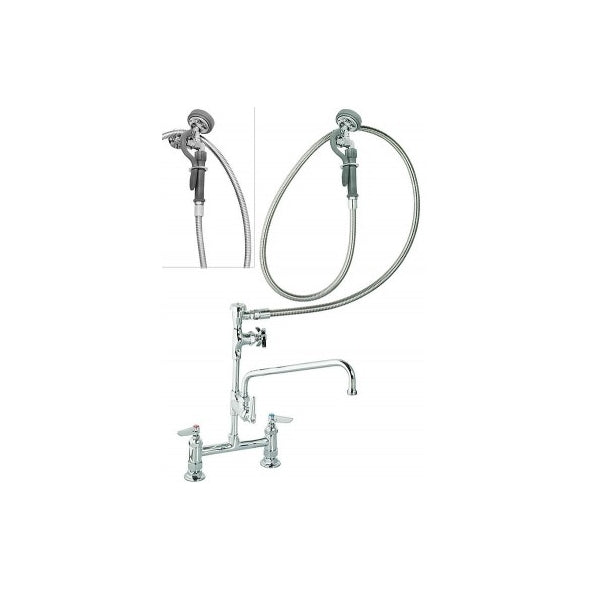 T&S 8" Deck Mount Faucet w/12" Swing Nozzle, Sprayer-Pet's Choice Supply