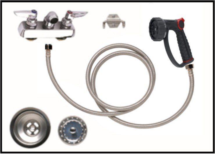 Faucet Package - 4" Centers Faucet, Hose, Sprayer, Drain & Strainer-Accessories-Pet's Choice Supply