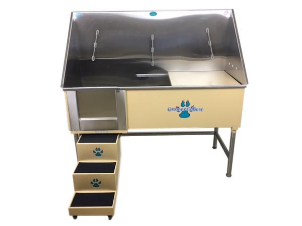 Groomer's Best Stainless Steel Elite Dog Grooming Bath Tub w/ Lift & Slide Steps-Grooming Tub-Pet's Choice Supply