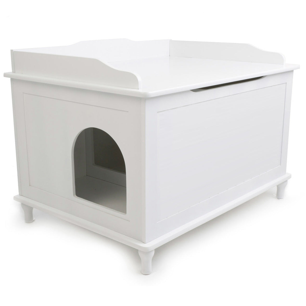 Designer Catbox Cat Litter Box Enclosure, Hidden, Dog-Proof Pet Furniture with Cover, Elegant, Covered, Odor Contained for Large Cats, Cat Litter Box Furniture with Lid, White, Jumbo Sized