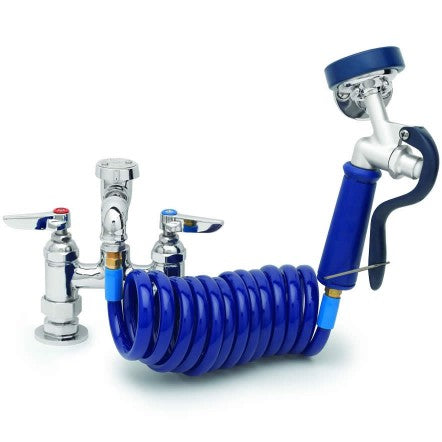 T&S 4" Deck Mount Faucet, Coiled Hose-Pet's Choice Supply